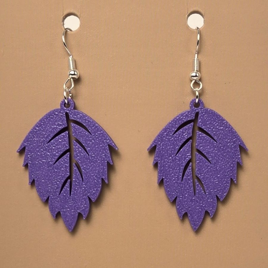 Boucle d'oreille en forme de Feuille avec crochets hypoallergéniques sans nickel